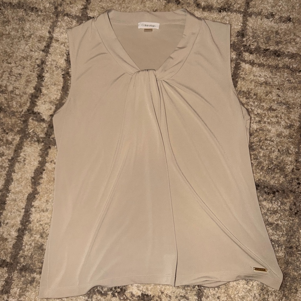 Calvin Klein Women's Beige Sleeveless Blouse